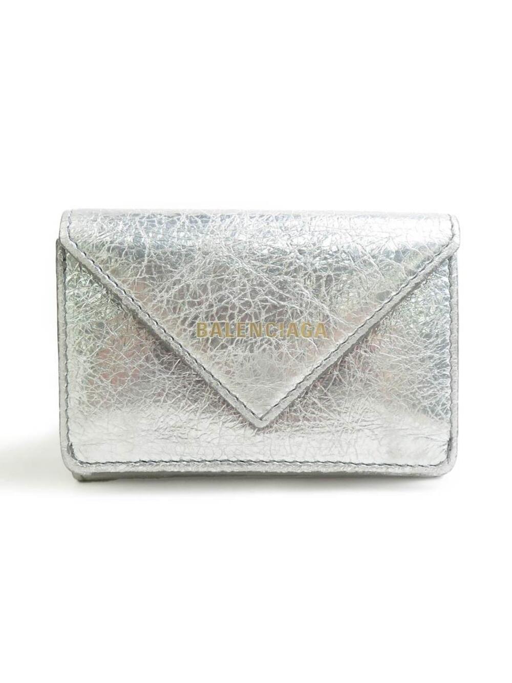 Auth Balenciaga Tri-Fold Wallet Silver #378071B16B